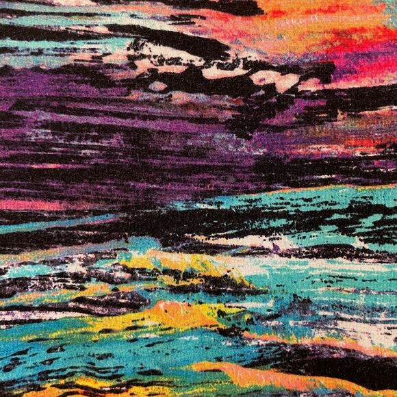 Cupio Abstract Sleeveless‎ Blouse V-Neck Fringe Detail Multi Colors Size Medium - Picture 4 of 7